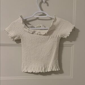 H&M White Smocked Off-Shoulder Top